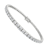 9 Carat Natural Round Cut Diamond Tennis Bracelet VVS1 4-Prong 18K White Gold