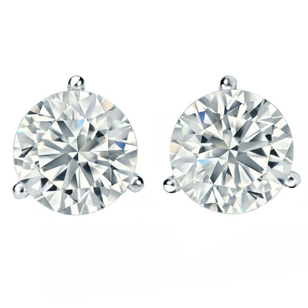 2 Carats 14K White Gold Natural Round Diamond 3 Prong Martini Setting Earrings