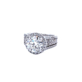 3.01ct GIA Round Brilliant Cut 18K White Gold Ring with Natural Pave Diamonds