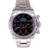 Rolex Daytona Cosmograph 40mm Black Racing Dial White Gold Mens Watch 116509
