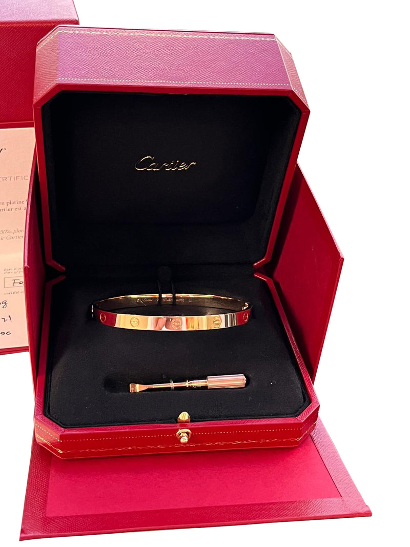 Cartier Love Bracelet 18K Rose Gold Size 21 with Screwdriver