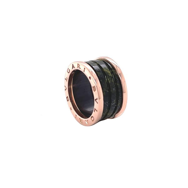 Bvlgari B.Zero1 18K Rose Gold 4-Band with Green Marble Ring