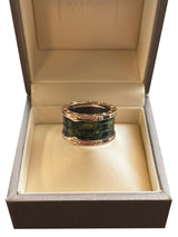 Bvlgari B.Zero1 18K Rose Gold 4-Band with Green Marble Ring