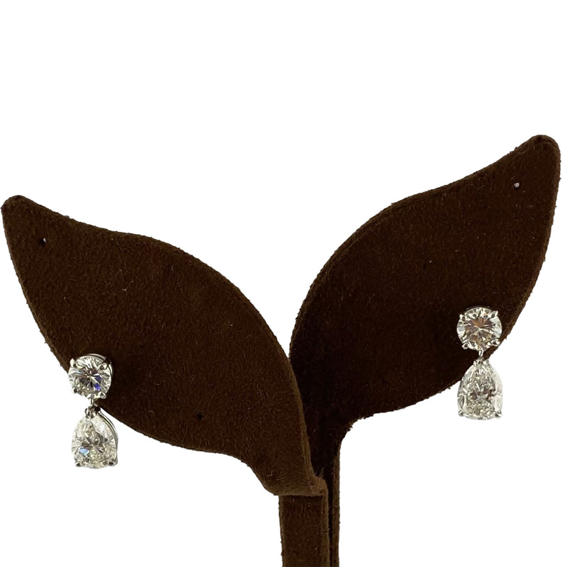5.88ctw Natural Diamonds 14K Gold Pear Shape and Round Cut Diamonds Earrings