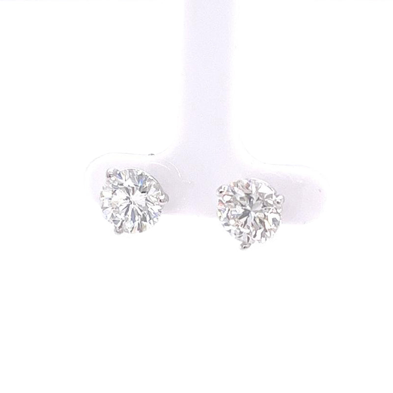 5.19ct Round Natural Diamonds Martini Setting 3 Prong Studs Earrings