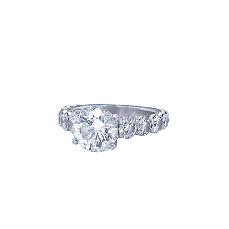 GIA 2.70ct Round Cut VS2 Clarity K Color Platinum Eternity Natural Diamond Ring