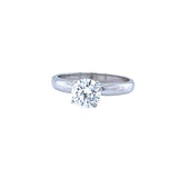 GIA 1.12ct Natural Round Cut Diamond 14K Tiffany Style E Color VS2 Clarity Ring