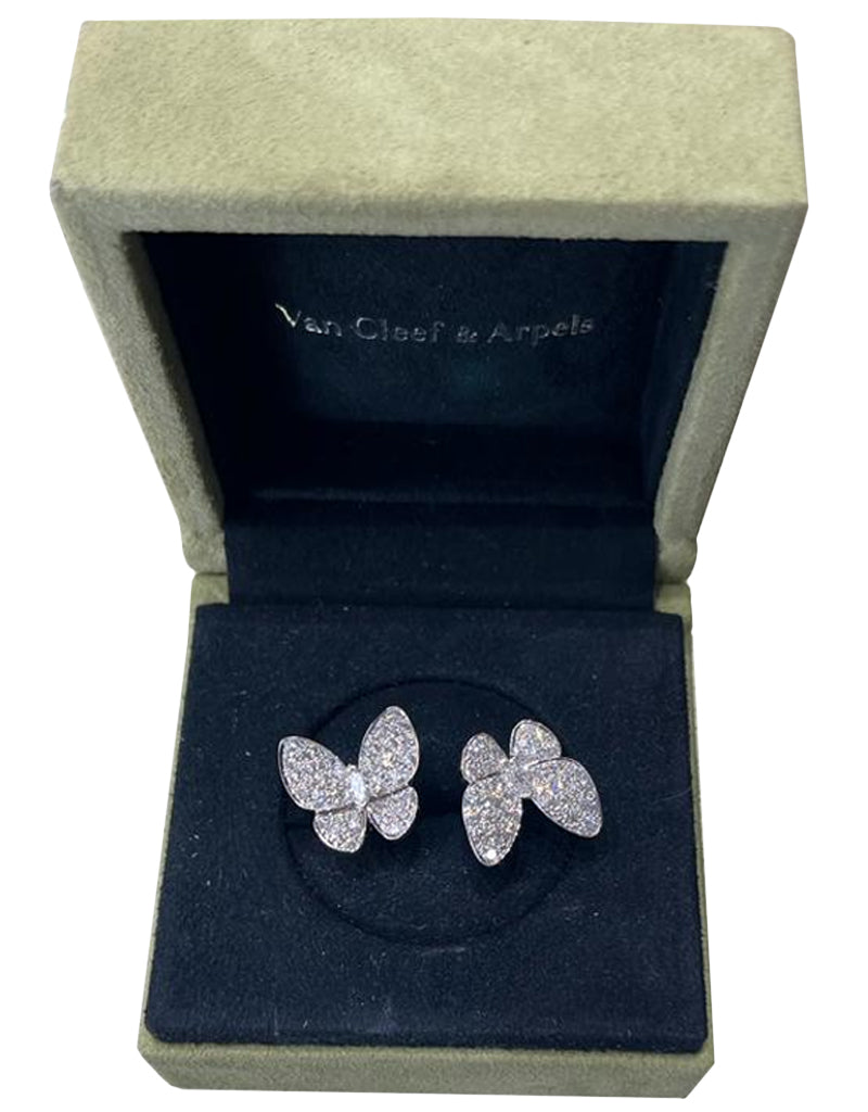 Van Cleef & Arpels 1.67ct Two Butterfly Between the Finger 18K White Gold Ring