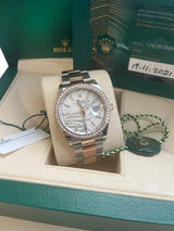 Rolex Datejust 36mm 18k Everose Gold Diamond Bezel Palm-Motif Dial Watch 126281