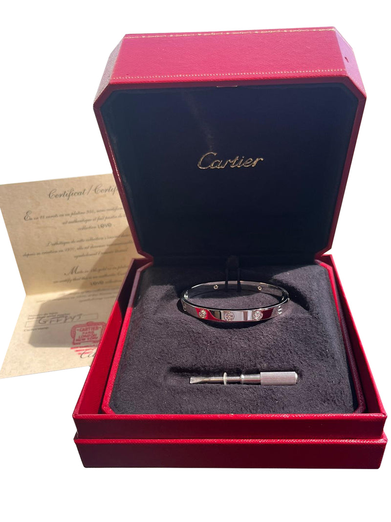Cartier Love Bracelet 18K White Gold 0.42 carats 4 Brilliant Cut Diamonds Bangle