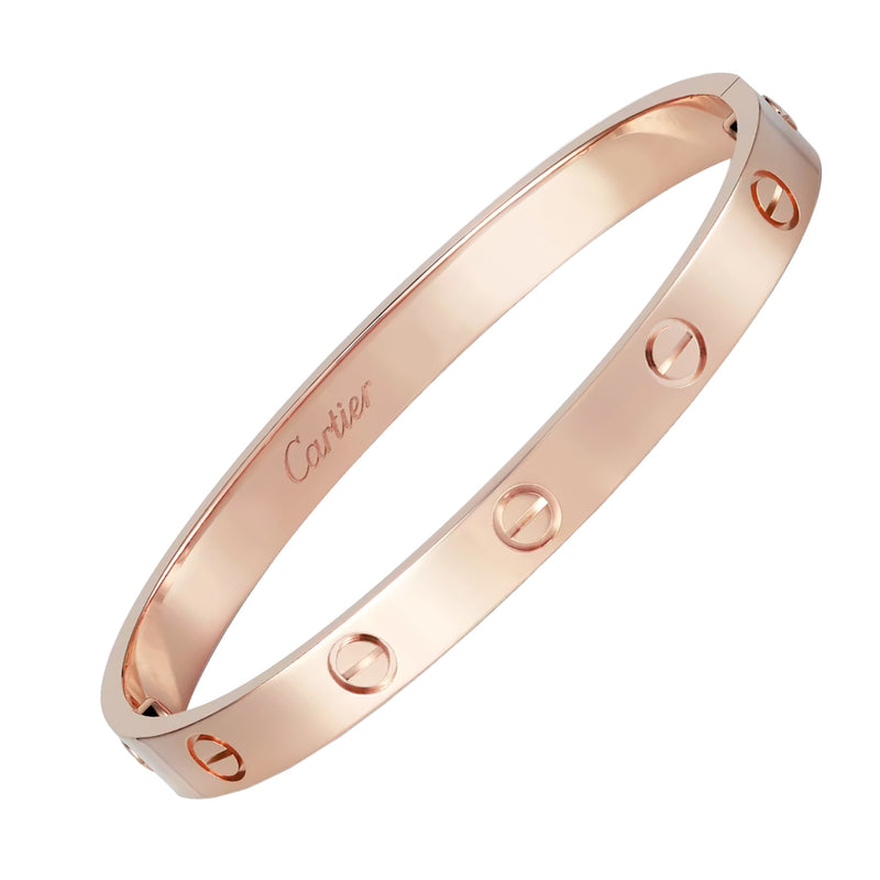 Cartier 18K Rose Gold Love Collection Bracelet Bangle Size 18