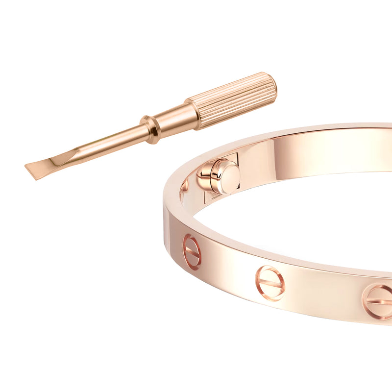Cartier 18K Rose Gold Love Collection Bracelet Bangle Size 18