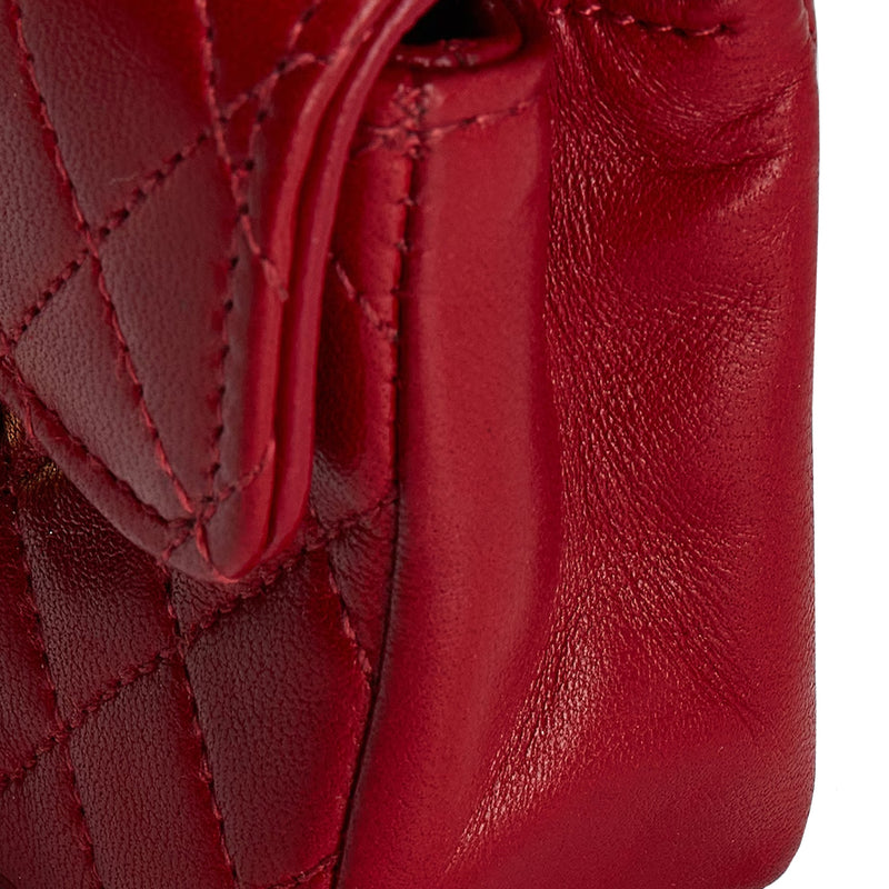 Chanel Matelasse Chain Fanny Belt Red Lambskin Leather Bag
