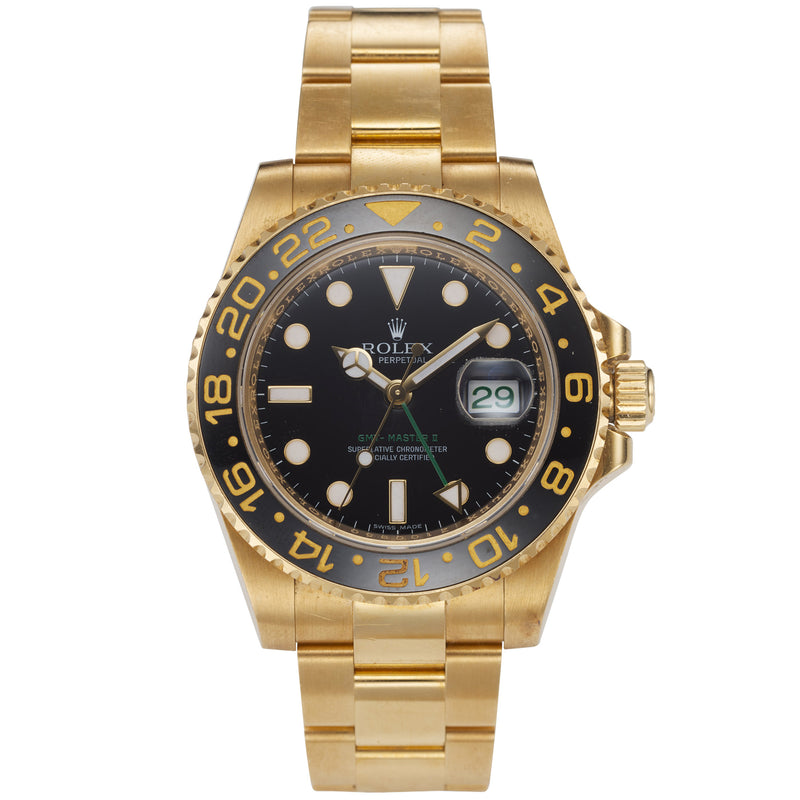Rolex GMT-Master II 18k Yellow Gold Oyster Automatic Black Men's Watch 116718