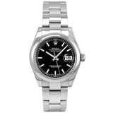 Rolex Lady-Datejust 31mm Stainless Steel Black Index Dial Smooth Bezel 178240