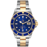 Rolex Submariner Date 40mm Blue Dial Steel 18K Yellow Gold Mens Watch 16613