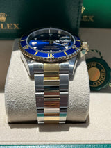 Rolex Submariner Date 40mm Blue Dial Steel 18K Yellow Gold Mens Watch 16613