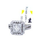 4.85ctw Princess Diamond Cluster Ring with 2.15ctw Round Diamond 14K White Gold