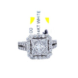 4.85ctw Princess Diamond Cluster Ring with 2.15ctw Round Diamond 14K White Gold