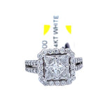 4.85ctw Princess Diamond Cluster Ring with 2.15ctw Round Diamond 14K White Gold