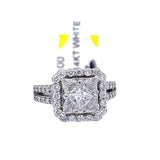 4.85ctw Princess Diamond Cluster Ring with 2.15ctw Round Diamond 14K White Gold