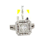 4.85ctw Princess Diamond Cluster Ring with 2.15ctw Round Diamond 14K White Gold