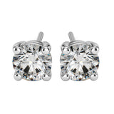 2.03 Carat 4 Prong Round Diamond Basket Setting Stud Earrings G/H Si2/Si3