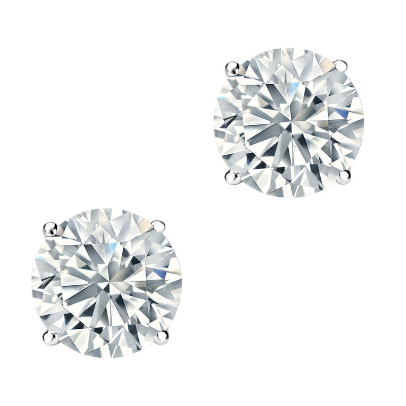 2.11ctw Natural Round Diamond Stud Earrings Pair 4-Prong Martini Setting