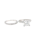 3.00 Carat Natural Princess Diamond Ring with 0.75ctw Pave Round Diamond Band