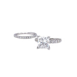 3.00 Carat Natural Princess Diamond Ring with 0.75ctw Pave Round Diamond Band