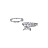 3.00 Carat Natural Princess Diamond Ring with 0.75ctw Pave Round Diamond Band