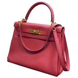 Hermes Kelly Handbag Leather Rouge Grenat Evercolor with Gold Hardware 28