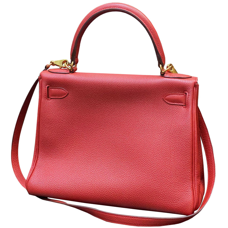 Hermes Kelly Handbag Leather Rouge Grenat Evercolor with Gold Hardware 28