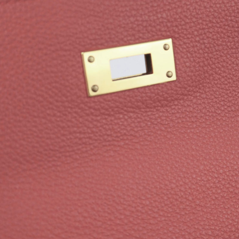 Hermes Kelly Handbag Leather Rouge Grenat Evercolor with Gold Hardware 28