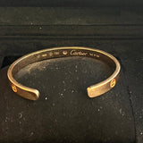 Cartier Love Bangle Bracelet 18 Karat Rose Gold with Sapphire Gemstone Size 17