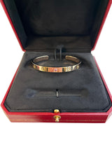 Cartier Love Bangle Bracelet 18 Karat Rose Gold with Sapphire Gemstone Size 17