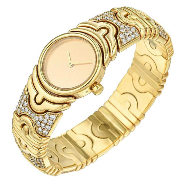 Bvlgari Parentesi BJ-01 Sterile Dial 18 Karat Yellow Gold Diamond Wristwatch