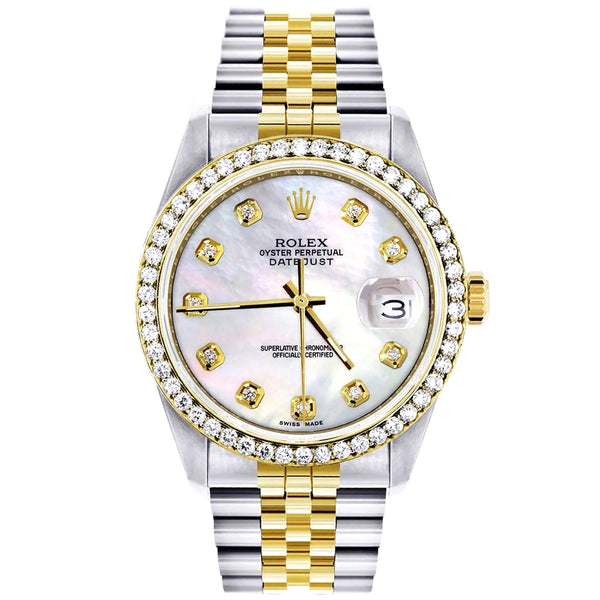 Rolex Datejust 36mm MOP Diamond Dial Diamond Bezel Jubilee Bracelet Watch 16233