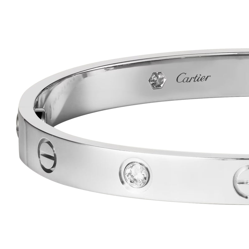 Cartier Love Bracelet 0.42 Carats 18K White Gold 4 Brilliant Cut Diamonds Bangle