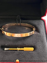 Cartier 18K Rose Gold Love Collection Bracelet Bangle Size 18