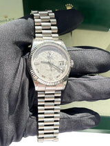 Rolex Day-Date 36mm 18k White Gold Fluted Bezel Meteorite 2 Diamonds Dial 118239