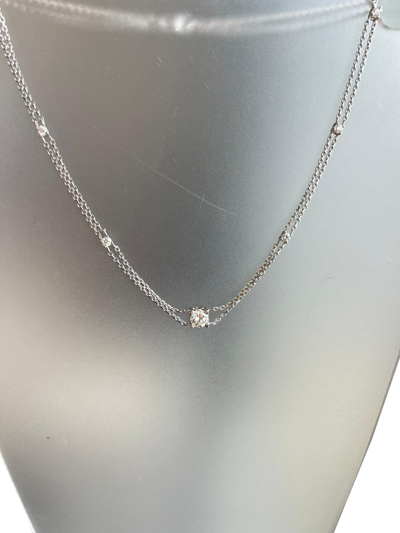 GIA 2.40ct Natural Diamonds 1.19ct Center Stone I VS 14K White Gold Necklace