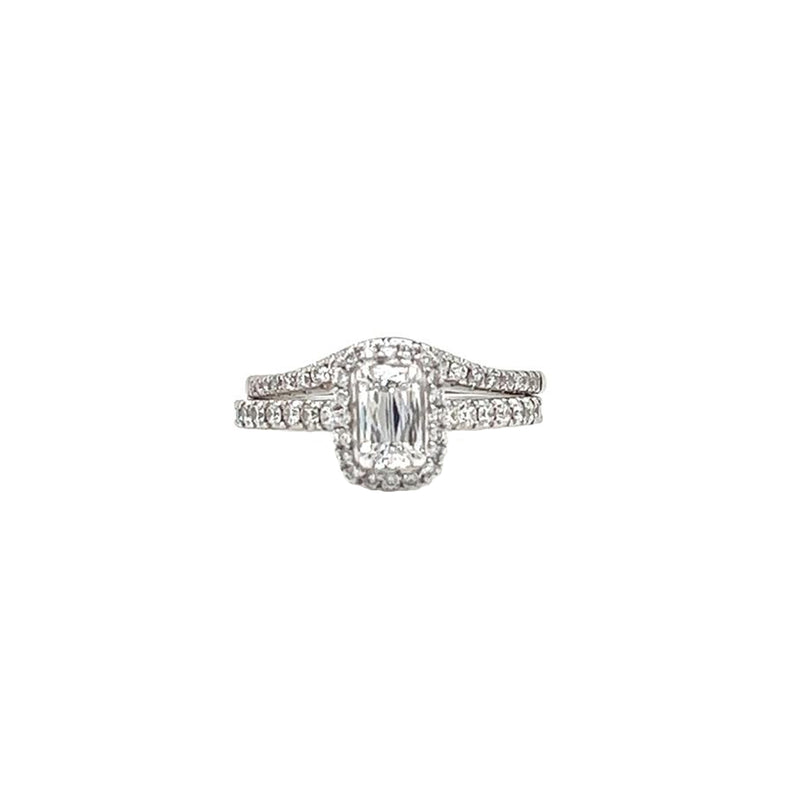 1.35ct Emerald-Cut Diamond with Pave Diamonds D/E VS1 Platinum Fancy Ring