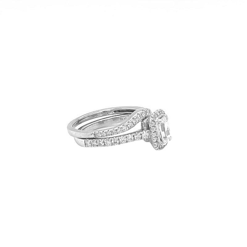 1.35ct Emerald-Cut Diamond with Pave Diamonds D/E VS1 Platinum Fancy Ring