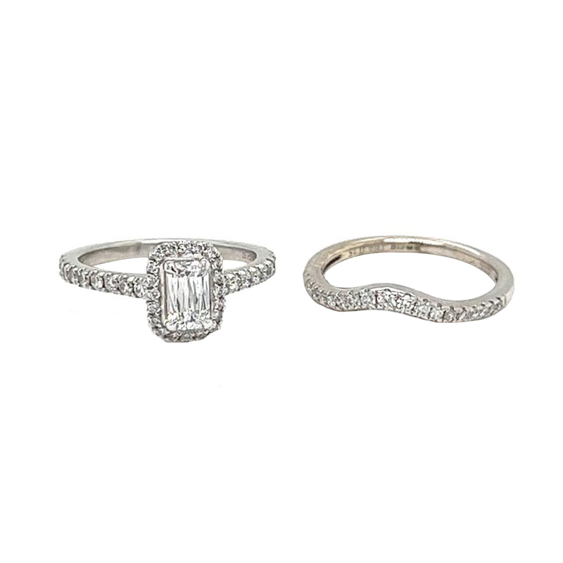 1.35ct Emerald-Cut Diamond with Pave Diamonds D/E VS1 Platinum Fancy Ring