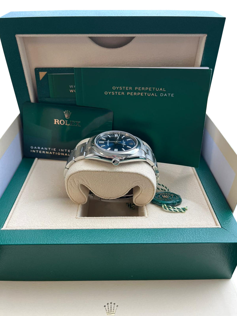 Rolex Oyster Perpetual 41mm Bright Blue Dial Stainless Steel Watch 124300