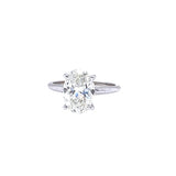 GIA Certified 3.02 Carat Oval Cut Diamond Tiffany Style 14K White Gold Ring