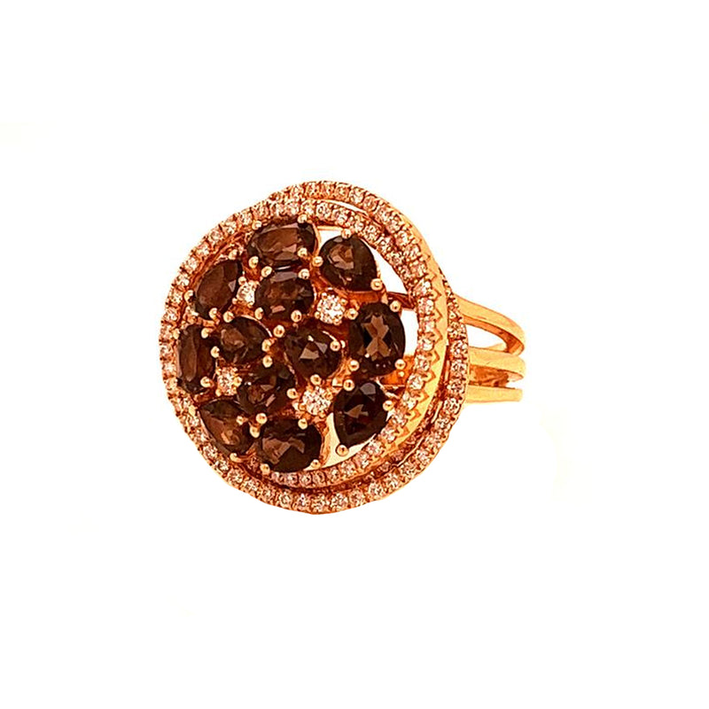 0.88ct Chocolate Sapphire with Nautral Diamonds 18k Gold Spiral Cocktail Ring