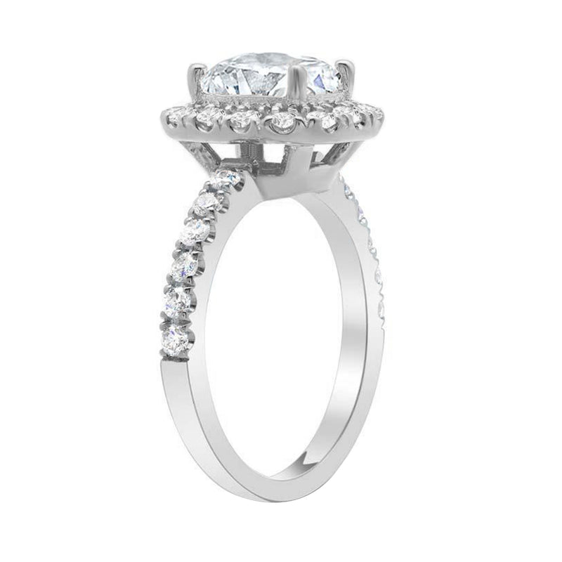 2.70ct GIA Natural Cushion Cut Diamond Platinum Wedding Ring with Pave Diamonds