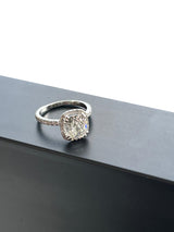 2.70ct GIA Natural Cushion Cut Diamond Platinum Wedding Ring with Pave Diamonds